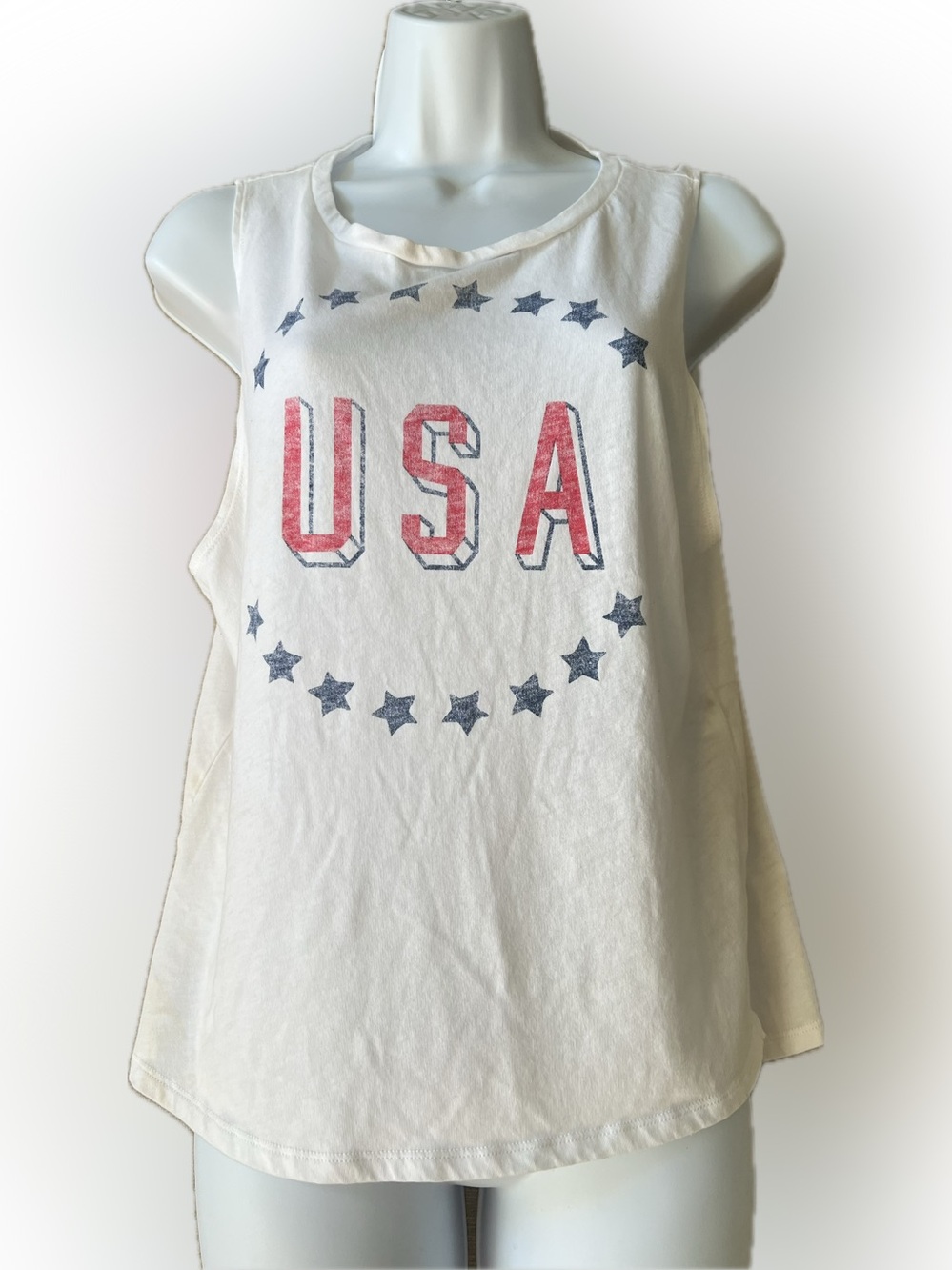 Hollister USA vintage print tank top red, white & Blue 250 years!! M juniors